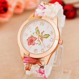 Gėlių dizaino moteriškas laikrodis